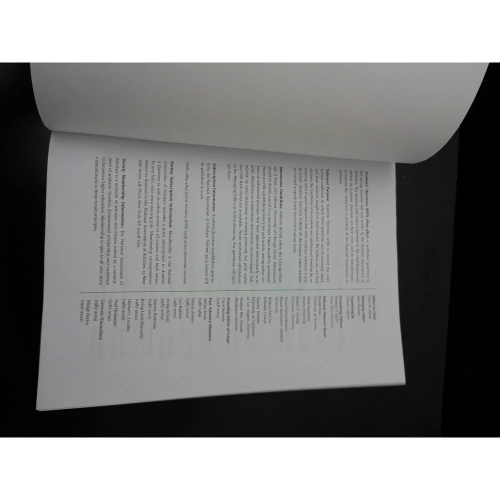Academic Questions Journal Spring 2026 Vol 39 No 1 Black Green Scholarly Review